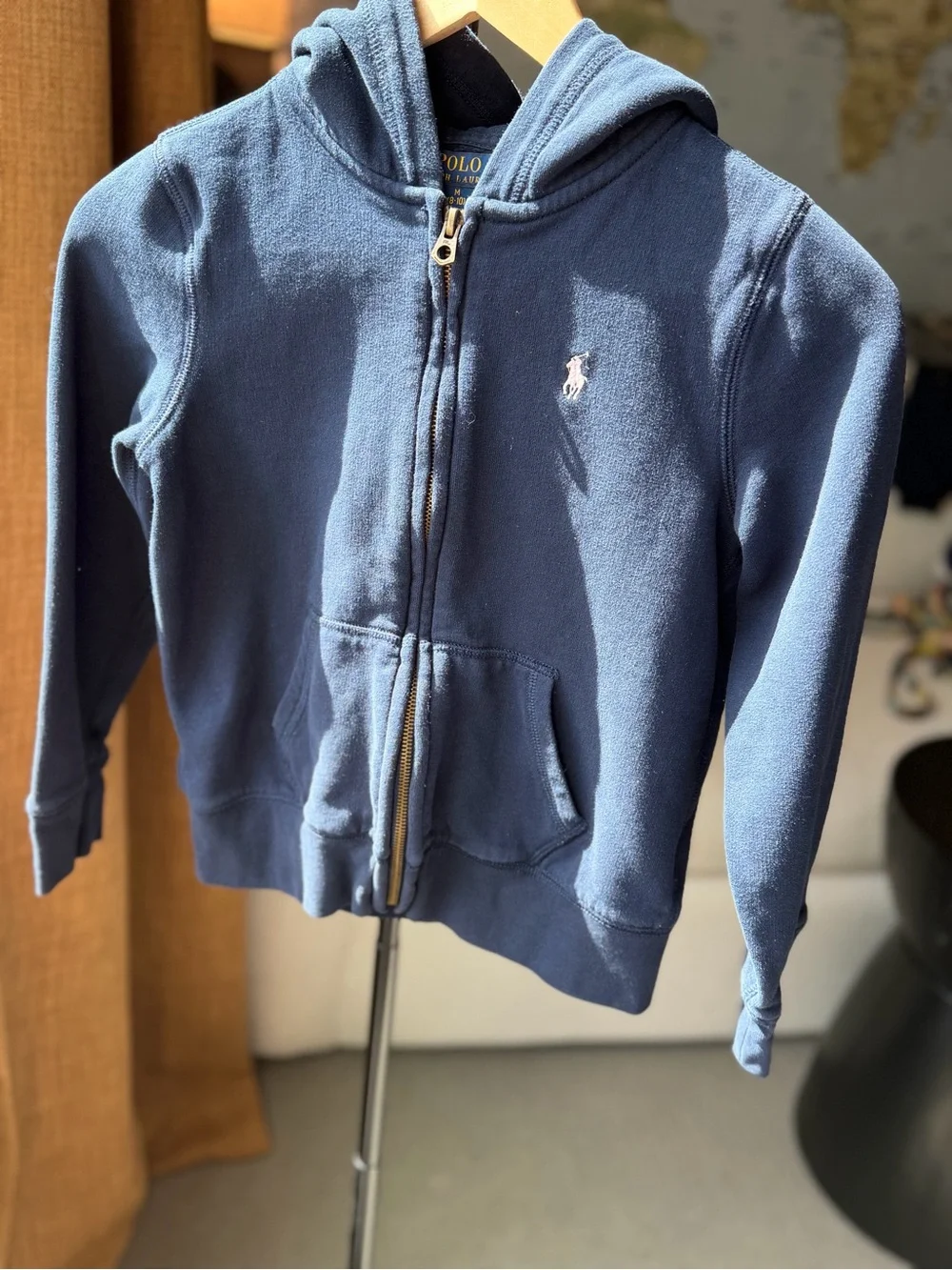 Polo by Ralph Lauren Girls Navy Fleece Filk-Zip Hoodie sz 8-10